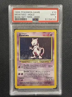 Pokemon Card PSA 9 Mewtwo Holo Base Set 1999 Ultra Rare 10/102 - Image 1