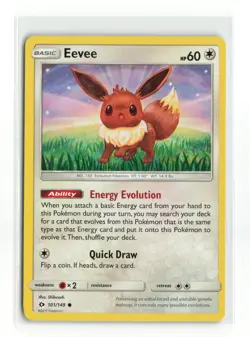 EEVEE 101/149 SUN MOON BASE NON HOLO POKEMON TCG LP - Image 1