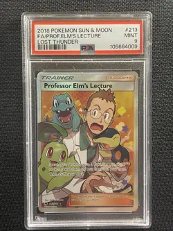 Pokemon Card PSA 9 Proffesor Elm's Lecture Lost Thunder S&M 2018 213/214 - Image 1