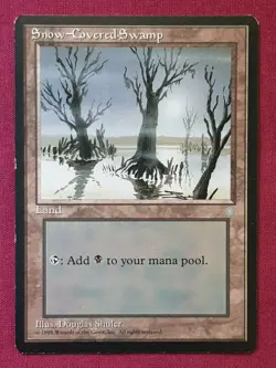 Magic The Gathering ICE AGE SNOW-COVERED SWAMP land card MTG - Image 1
