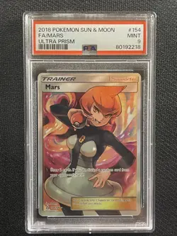 Pokemon Card PSA 9 Mars Full Art Trainer Ultra Prism 2018 154/156 - Image 1