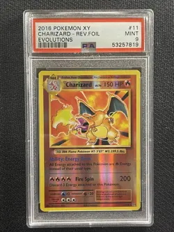 Pokemon Card PSA 9 Charizard Rev Foil Evolutions 2016 XY 11/108 - Image 1