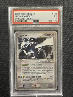 Pokemon Card PSA 5 Ex Lugia Ex-Holo Unseen Forces 2005 105/115 - Image 1