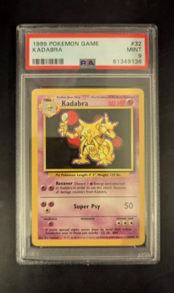 PSA 9 1999 BASE SET POKEMON KADABRA 32/102 #32 WOTC GRADED - Image 1