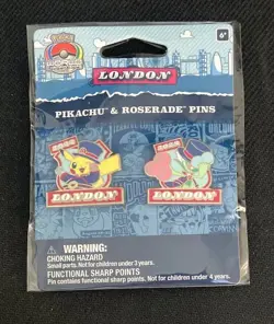 Pokemon 2022 World Championships Pikachu & Roserade Pins London SEALED Exclusive - Image 1