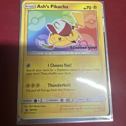 Ash’s Pikachu SM108 Black Star Promo Pokemon Card NM - Image 1