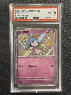 Pokemon Card PSA 10 Ralts Shiny Rare Paldean Fates 2024 Ultra Rare 153/091 - Image 1