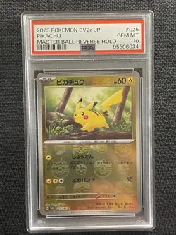 Pokemon Card JAPANESE PSA 10 Pikachu Master Ball Rev Holo SV2a 2023 025/165 - Image 1