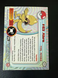 POKEMON CARD Foil/Holo ABRA #63 Black Label 1999 Topps TV Animation Edition - Image 2