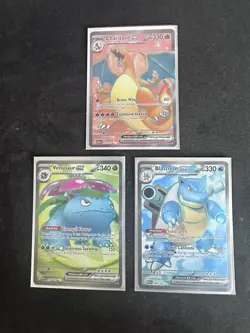 2023 Pokemon SVP EN Charizard EX, Blastoise EX, Venusaur EX Full Art Card Lot - Image 1