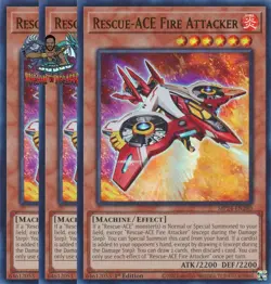 Yugioh! 3x Rescue-ACE Fire Attacker MP24-EN280 Ultra Rare 1st Ed NM - Image 1