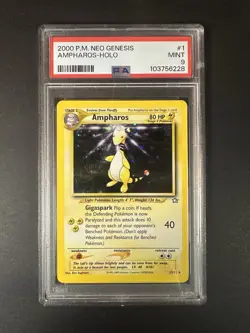 PSA 9 MINT Ampharos 2000 Neo Genesis 1/111 Holo Pokemon Card psa - Image 2