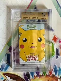 Pikachu - Mewtwo Strikes Back 3 BGS 10 Pristine Pokemon Center PhoneCard 1998 - Image 1