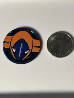 Pokemon Deoxys Custom Hand Painted Coin 1/1 Cracked Ice Holo LOOK! - Image 3