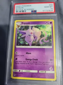 Pokemon PSA 10 Gem Mint 2020 Battle Academy Espeon 89/214 - Image 1