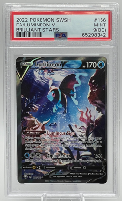 2022 POKEMON SWORD & SHIELD BRILLIANT STARS #156 FA/LUMINEON V PSA 9 MINT (OC) - Image 1