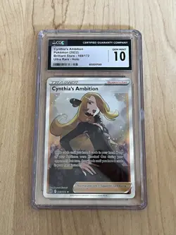Pokemon TCG Cynthia's Ambition Brilliant Stars 169/172 Holo CGC Gem Mint 10 - Image 1
