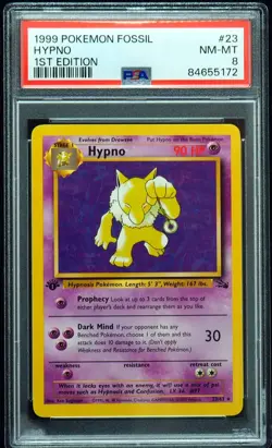 1st Edition Hypno 23/62 PSA 8 Fossil Pokemon Card - Image 1