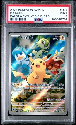 PIKACHU 027 PSA 9 PALDEA EVOLVED POKEMON CENTER EXCLUSIVE ETB PROMO CARD ENGLISH - Image 1