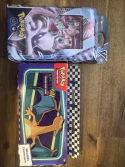 Charizard Pencil Case w/2 Booster Packs & Pokemon Go V Battle Deck Mewtwo Sealed - Image 1