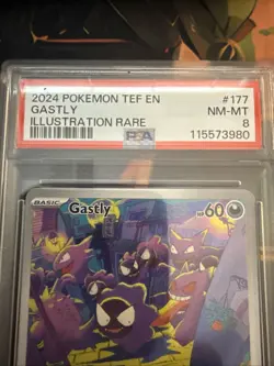 2024 POKEMON TEF EN-TEMPORAL FORCES ILLUSTRATION RARE #177 GASTLY PSA 8 - Image 2