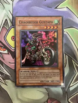 IOC-EN018 Chaosrider Gustaph Super Rare Unlimited Edition NM Yugioh Card - Image 1