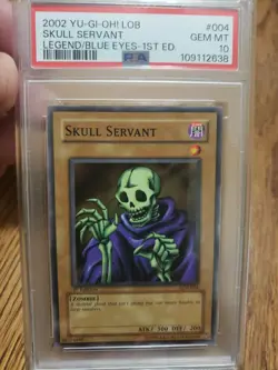 2002 Yu-Gi-Oh LOB Skull Servant LOB-004 Legend Blue Eyes 1st Ed PSA Gem Mint 10 - Image 1
