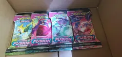 Fusion Strike Sealed Sleeved Pokemon Booster Card Artset Art Set - 4 Total Packs - Image 1
