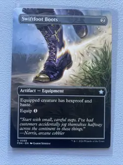 MTG 1 X Swiftfoot Boots Extended Art 0355 Uncommon - Foundations - NM - Image 1
