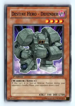 Yu-Gi-Uh Destiny Hero - Defender #POTD-EN013 Power of the Duelist tcg LP - Image 1