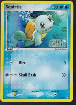 Pokemon Squirtle Card 63/100 EX Crystal Guardians Stamped - Image 1