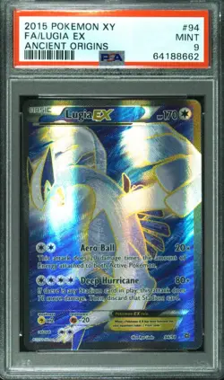 PSA 9 Lugia EX 94/98 Ancient Origins 2015 Pokemon Card Full Art Foil - Image 1