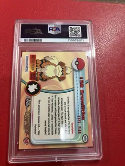 2000 GROWLITHE #58 Topps Chrome 2000 TV Animation Pokemon Card PSA 8 - Image 2