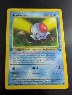 Tentacool 56/62 - 1st Edition Fossil - Pokemon Card - Played - Image 1