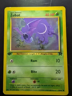 Zubat 70/82 - 1st Edition - Team Rocket - Pokemon Card - Played - Image 1