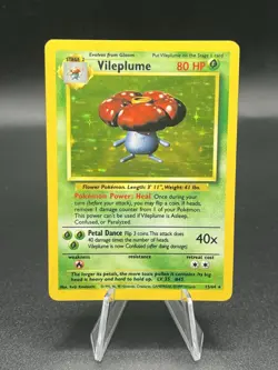 Vileplume 15/64 Pokemon Card Error No Symbol Jungle Unlimited Holo Rare MP XC1 - Image 1