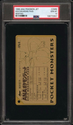 PSA 10 Mewtwo ANA Pokemon Jet Gold Boarding Pass No.3 Promo Japanese Card 1998 - Image 1