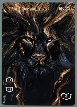 Hand-painted MTG alter | Ajani, the Greathearted | textless NOX altered art - Image 1