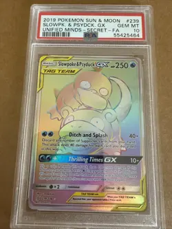 PSA 10 POKEMON SUN & MOON UNIFIED MINDS 239 FULL ART/SLOWPOKE & PSYDUCK GX - Image 1