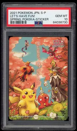 2021 PSA 10 Gem Mint Pokemon Let's Have Fun! Spring, Pokeka Sticker Pikachu - Image 1