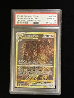 PSA 10 GEM MINT Giratina VSTAR GG69/GG70 Gold Alt Art Crown Zenith Pokemon 2023 - Image 2
