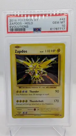 Evolutions Pokemon TCG Zapdos holo PSA Gem Mint 10 42/108 - Image 1