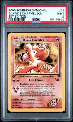 PSA 9 MINT Blaine’s Charmeleon 31/132 1st Edition Gym Challenge UNCOMMON Pokemon - Image 1