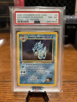 2000 Pokemon Gym Challenge 1st Edition Giovanni’s Gyarados #5 Holo Rare PSA 8 - Image 1