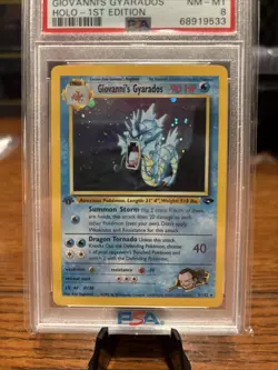 2000 Pokemon Gym Challenge 1st Edition Giovanni’s Gyarados #5 Holo Rare PSA 8 - Image 2
