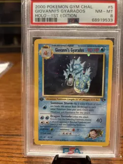 2000 Pokemon Gym Challenge 1st Edition Giovanni’s Gyarados #5 Holo Rare PSA 8 - Image 3
