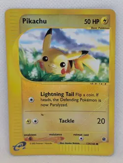Pikachu 124/165 Expedition Base Set Reverse Holo Rare Pokemon TCG Nintendo - Image 1