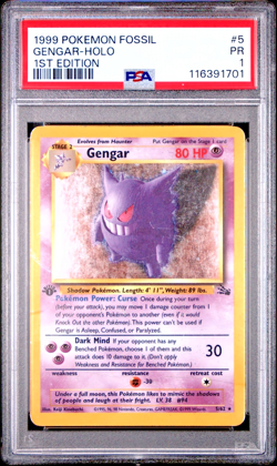 PSA 1 PR 1999 Pokemon 1st Edition Fossil Gengar Holo 5/62 Holo Foil Rare WOTC - Image 1