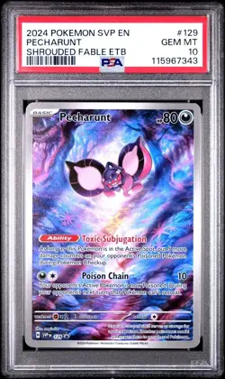 2024 Pokemon Shrouded Fable ETB PECHARUNT 129 Black Star Promo PSA 10 - Image 1