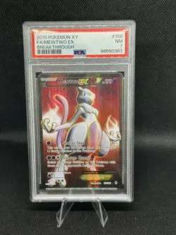 PSA 7 MEWTWO EX 2015 Pokemon XY Breakthrough #158 Full Art - Image 1